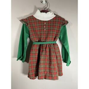 Vintage HealthTex 70s USA Christmas Dress Toddler Girls‎ 4T Holiday Cottagecore